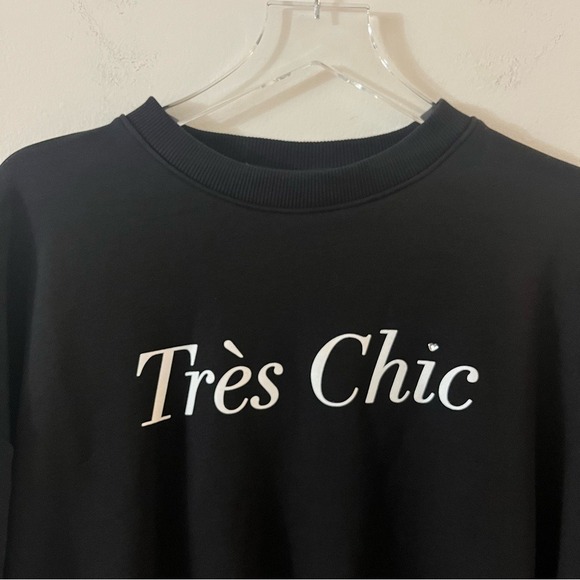 Cinq a Sept Black White TRES CHIC Sweater Crewneck Sweatshirt‎ NWT Small - Picture 6 of 16